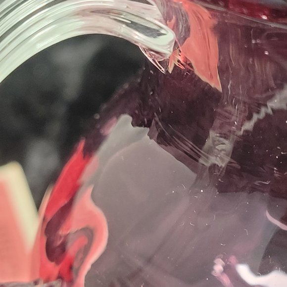 Pilgrim Cranberry Optic Glass Pitcher 3 1/2" - Picture 7 of 15